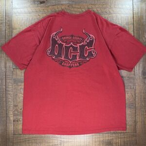 VTG Y2K Orange County Choppers Red Sz XL/XXL Heavyweight Flames 2 Sided Print